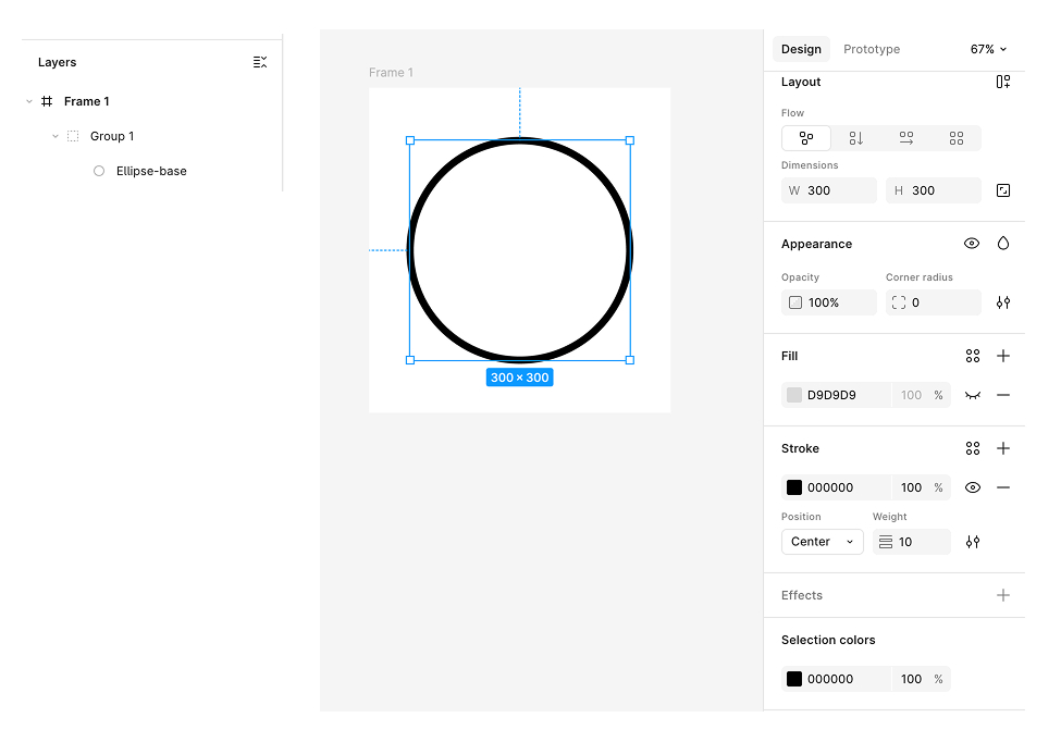 Draw a basic shape circle in figma